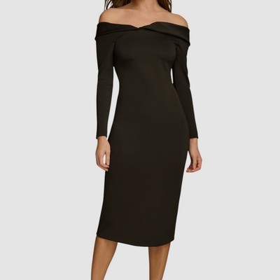 chinese dress ladies Donna Karan Women's Long Sleeve Ruched Jersey Dress - Black main image 0