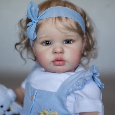 22'' Reborn Baby Doll Painted Toddler Lovely Girl Rooted Hair Cloth Body Gifts