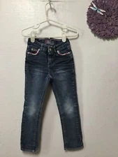Levi Girls stylish jeans size 5 blue jeweled style studs colorful stitches 157