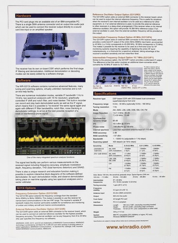 Sales Flyer / Brochure For WinRadio WR-G313i Shortwave HF Radio Receiver - Picture 2 of 2