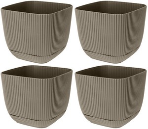 Set Of 4 Square Flowerpot Planters Indoor Outdoor Plant Pots With Water System