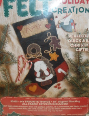Bucilla Felt Holiday Christmas Stocking ''My Favorite Things'' #83605 NEW