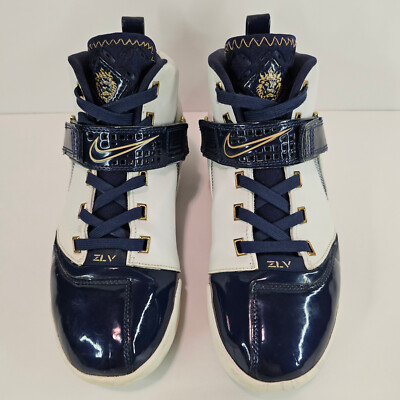 Nike Zoom Lebron V 5 Blue Basketball Shoes 6Y White Navy Metallic