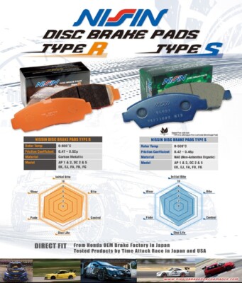Nissin Type S Street Brake Pads FRONT 94-01 Acura Integra LS/GS/GS-R