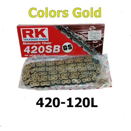 Chain Gold RK Motorcycle 420-120L Stunt Parts Accessories Road Bike Speed - Picture 2 of 2