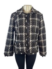 Chico s Women s Black White Plaid Button-Up Jacket Blazer Size 1 - New