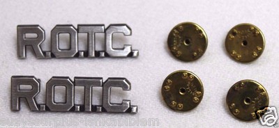 US ROTC  R.O.T.C. Silver oxide finish Collar Insignia pair R7080
