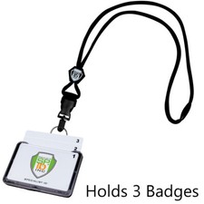 2 Pack - THREE Card ID Holder Horizontal - Breakaway Lanyard w/ Clip  Key Ring