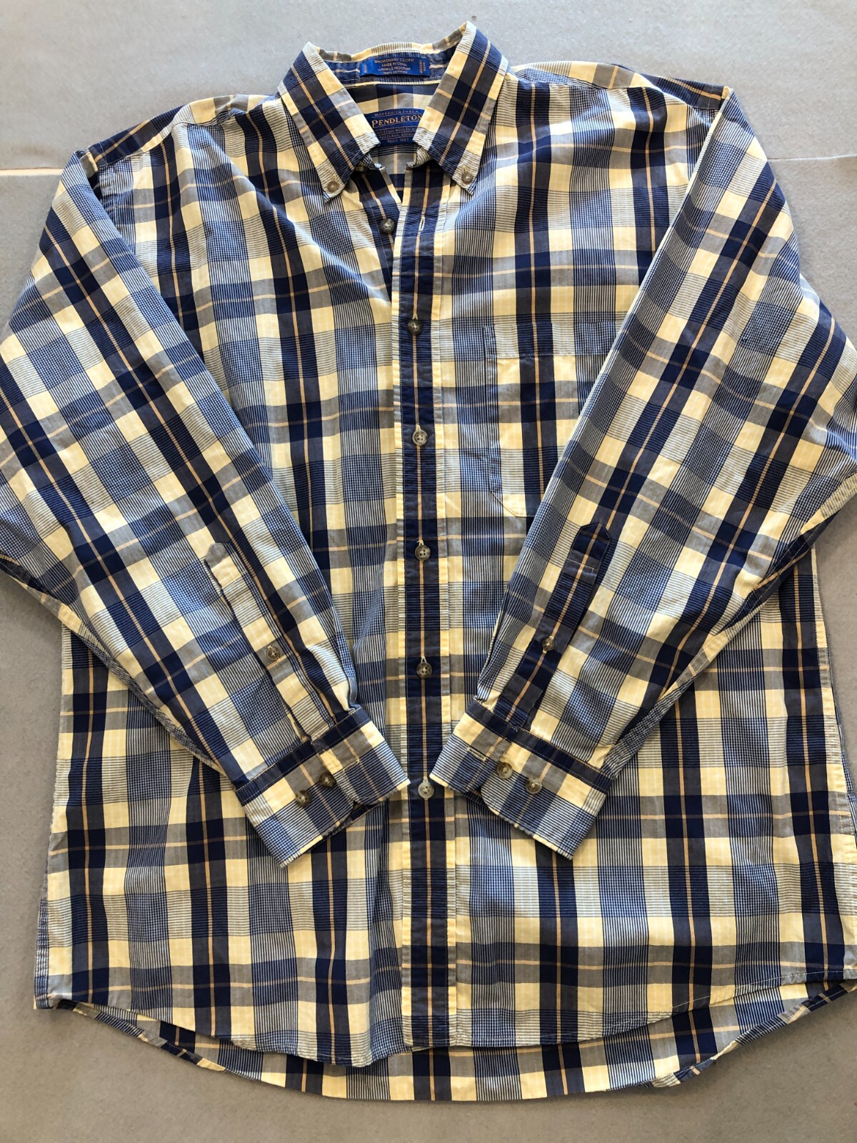 Pendleton Button Down Shirt Men's Medium Blue/Yel… - image 1