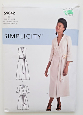 Simplicity Sewing Pattern 9042 Misses Wrap Dress w/Variations & Sash 6-14 UNCUT