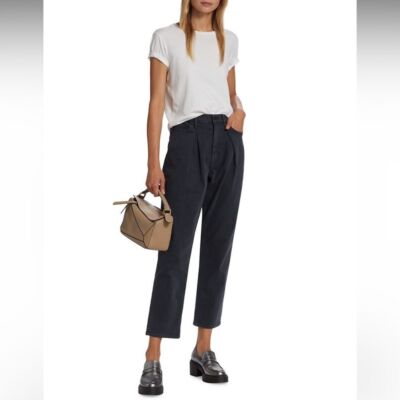 MOTHER The Inside Out Ankle Pleated Pants Black NWT