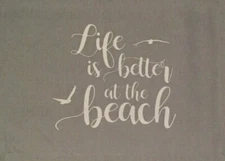 Coastal Placemat Lifes Better At The Beach Cotton Canvas Gray