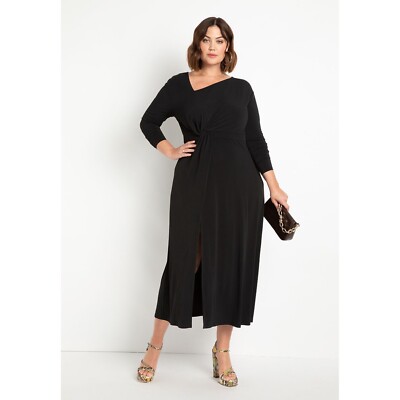 green emerald velvet dress ELOQUII Women's Plus Size Flare Sleeve Scuba Dress main image 1