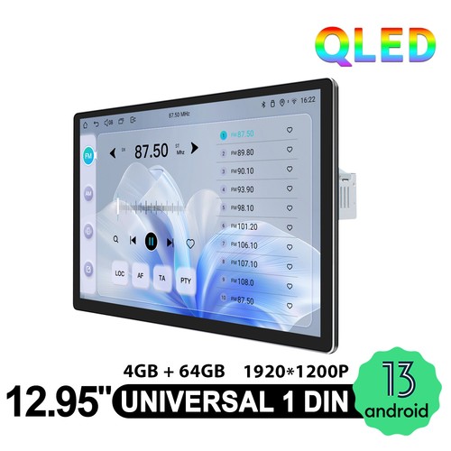 12.95in QLED Touchscreen 1920x1200P GPS Navigation Single Din Bluetooth Headunit - 第 1/16 張圖片