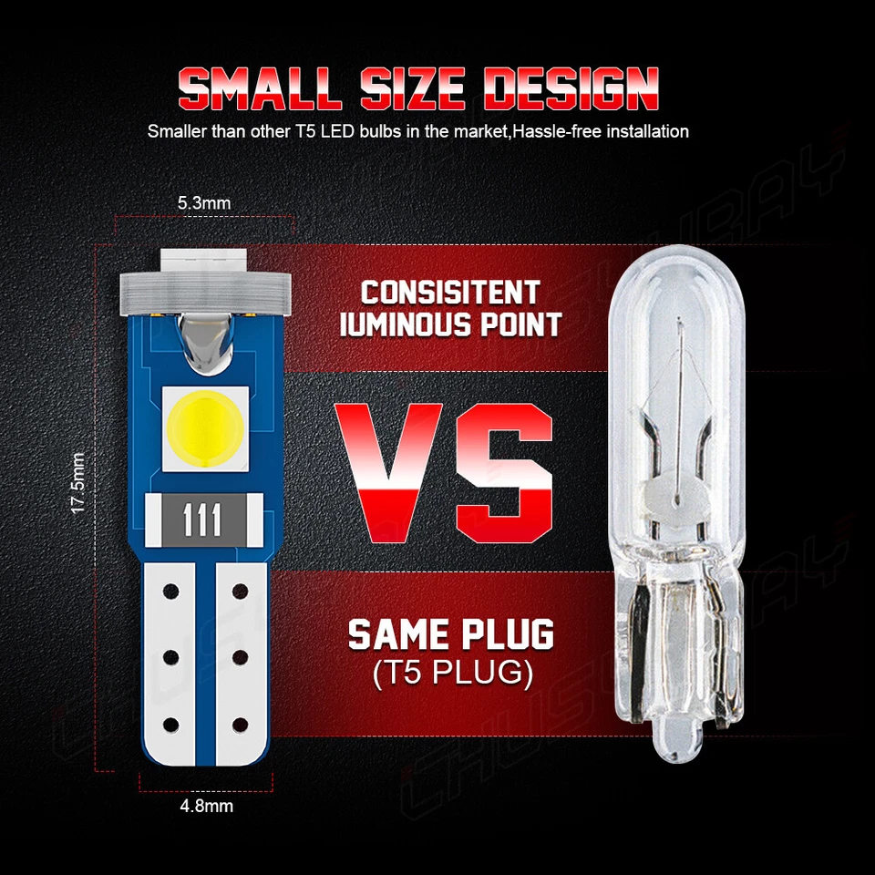 Luz LED blanca interior coche panel de instrumentos luz tablero lámpara bombillas accesorios Foto 3 de 4