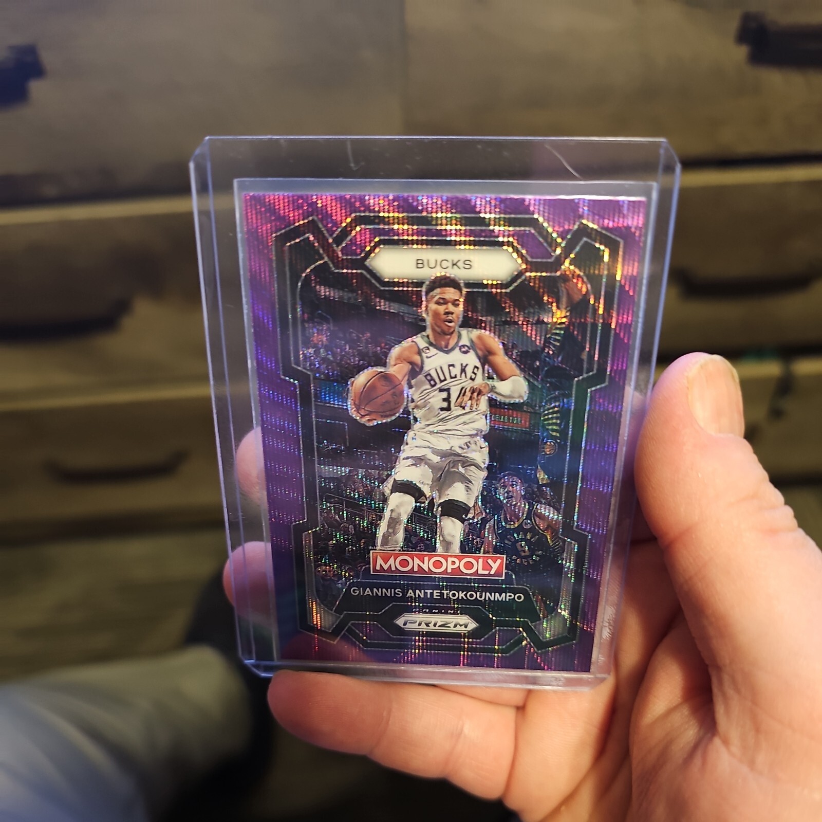 2023 Prizm Monopoly Giannis Antetokounmpo Purple Wave Prizm #49 Milwaukee Bucks