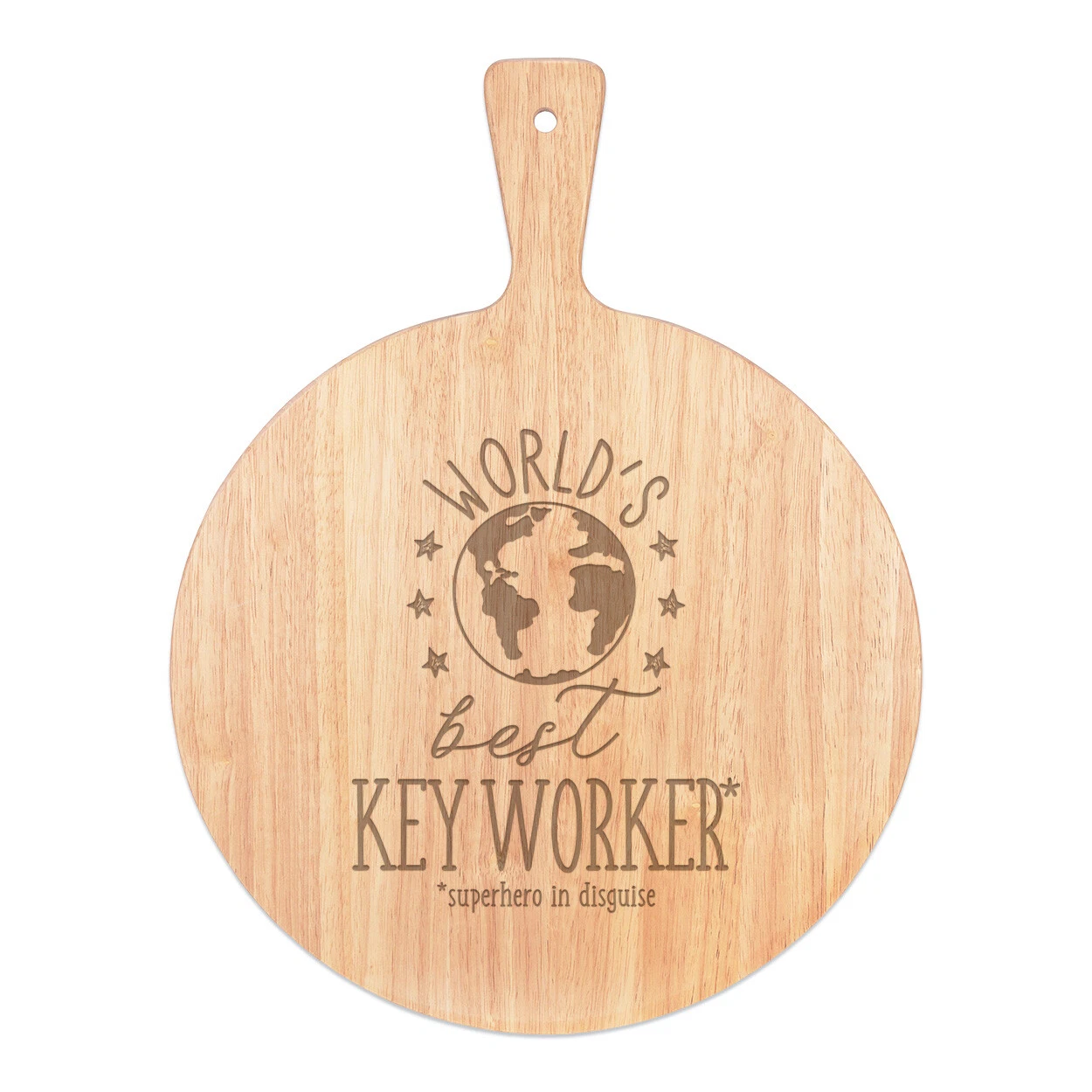 World's Best Key Worker Pizza Board Paddle Wooden Worlds Best Superhero