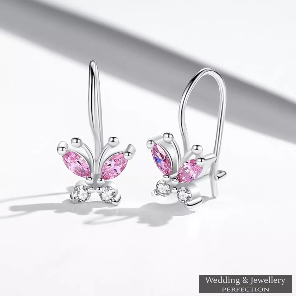 Girls 925 Sterling Silver Crystal Butterfly Earrings Children s Kids Jewellery