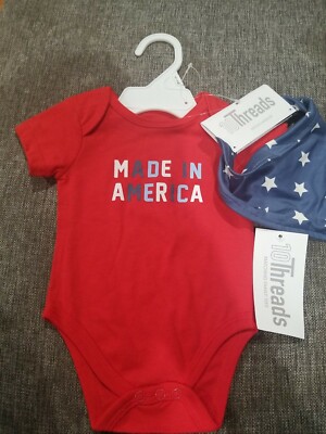 10 THREADS MADE IN AMERICA BABY BOY'S BUCKLE BOTTOM T-SHIRT SIZE 0-3M NEW W/TAGS