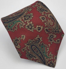 Vtg Ferrel Reed Nordstrom Silk Tie Red Brown Green Paisley Necktie 55.5 x 3.5