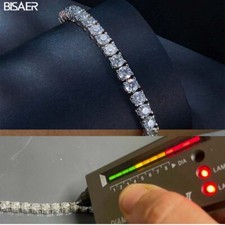 4mm Round Cut Brilliant Moissanite Tennis Bracelet 925 Sterling Silver 8 Inch