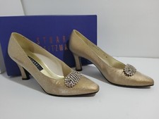 Vintage Stuart Weitzman Heels Womens 8.5 Biege Gold
