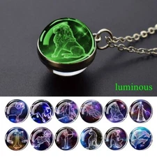 12 Constellation Luminous Zodiac Sign Glass Ball Necklace - Fashion Jewelry Gift