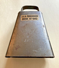 J.C.R. LEGENDARY PERCUSSION COWBELL BRONX NY 5 9/16  T x 4 1/2  T x 4 5/16"W VGC