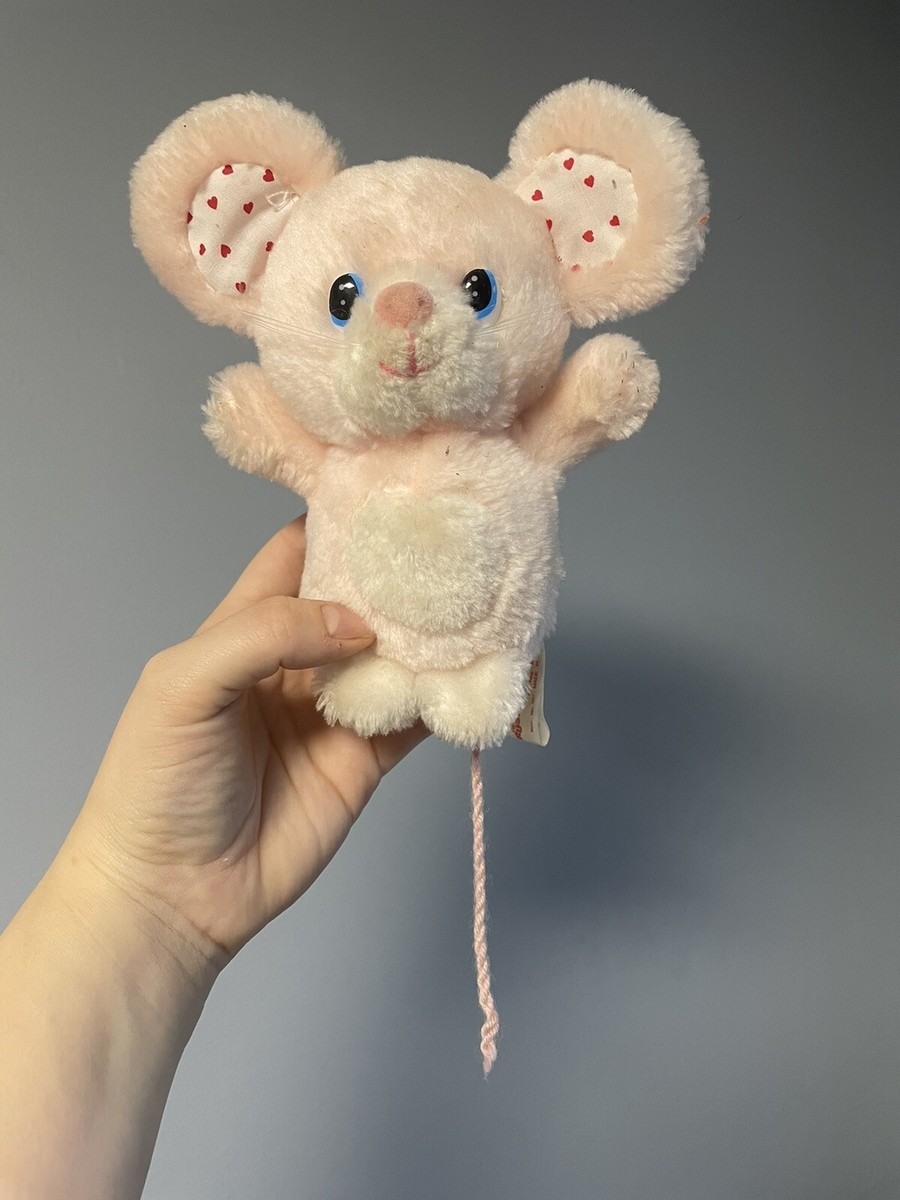 Vintage Russ Berrie Candy Mouse Stuffed Animal Plush Toy Pink Red