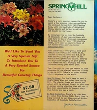 Spring Hill Catalog Tipp City Ohio Flowers 1984