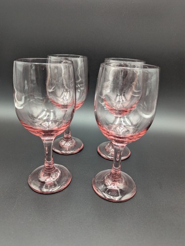 Set Of 4 Vintage Libbey Pink Rose Premier Stemmed Champagne Glass 10 Oz. - Picture 4 of 7