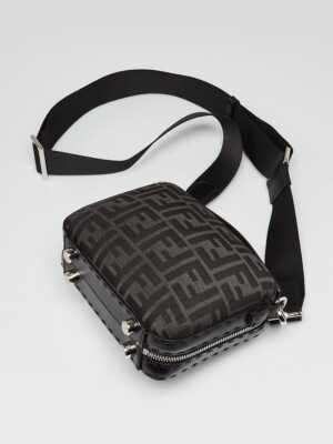 Fendi Black/Grey Canvas/Leather FF Print Mini Suitcase Bag
