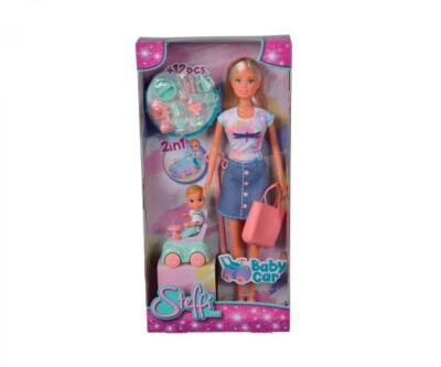 Steffi Love 105733585 - Baby Car, Puppe mit Laufauto und Babypuppe und Zubehör