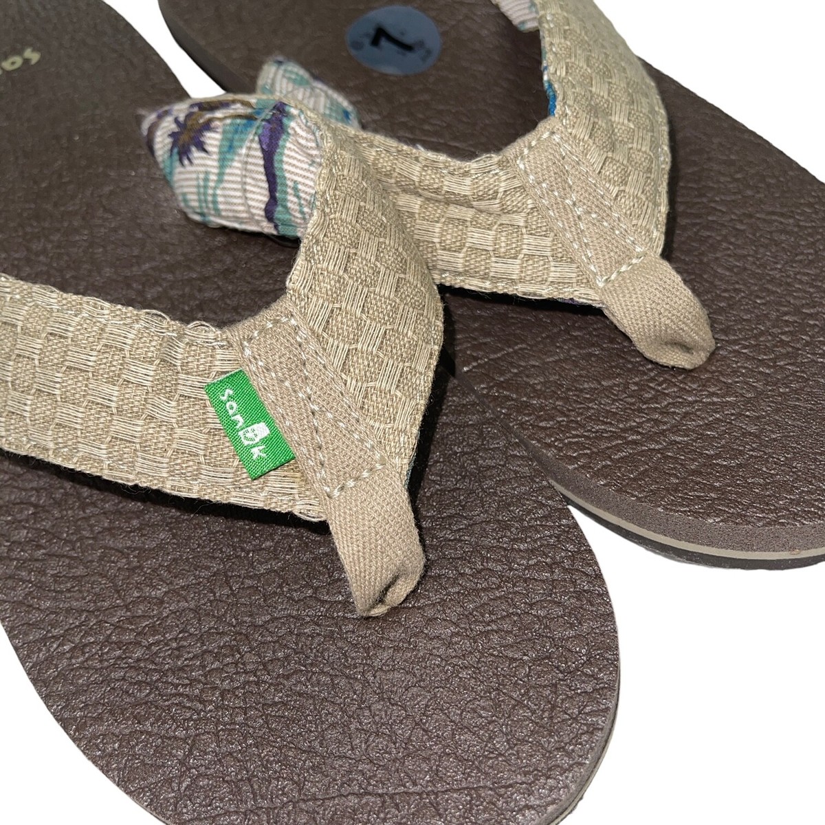 NWT Sanuk Sandals Mens Yogi 4 Brown Woven Flip Flops Mens Size 13 SMS10966 Fraid Not ST | Men main image 4