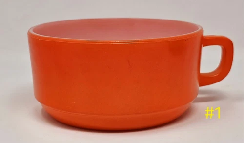 Vintage Anchor Hocking Burnt Orange Soup Mug Applied Color Milk Glass D Handle