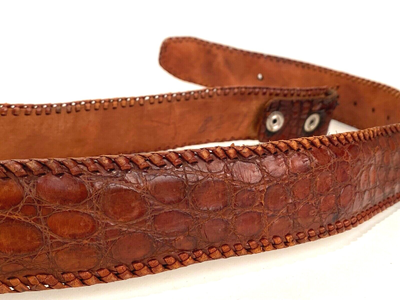 Vintage Crocodile Belt in Antique Honey
