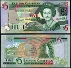 EAST CARIBBEAN STATES 5 DOLLARS (P42a) N. D. (2003) QEII SUFFIX A UNC