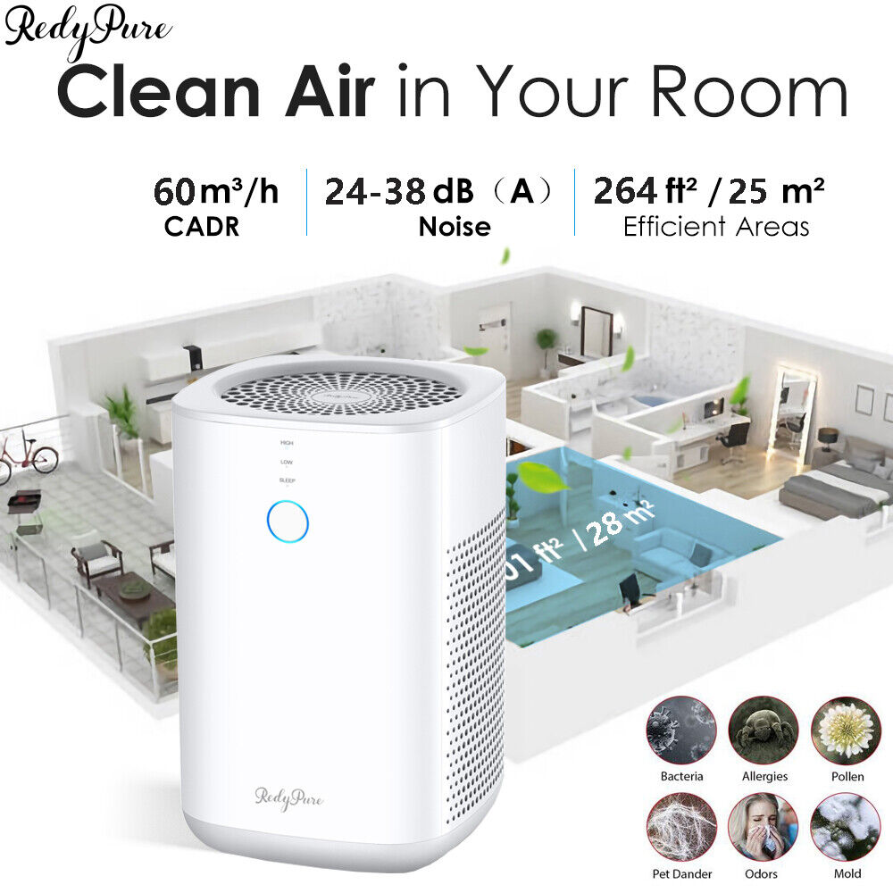 RedyPure Air Purifier for Large Room,300sqft,4Stage True HEPA Filtration Cleaner