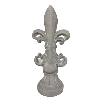 XL Lilie Deko Skulptur grau 30cm groß XL Fleur de Lis Lys Gartendeko Ornament