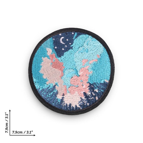 Applique on Embroidered Day Night on Sew Space Iron Patch Badge Emblem Circle - Picture 41 of 49