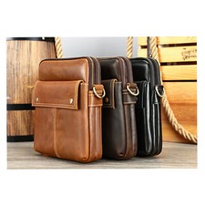 Herren Leder Umhängetasche Groß 7.9 Zoll iPad Schultertasche Reise Arbeit