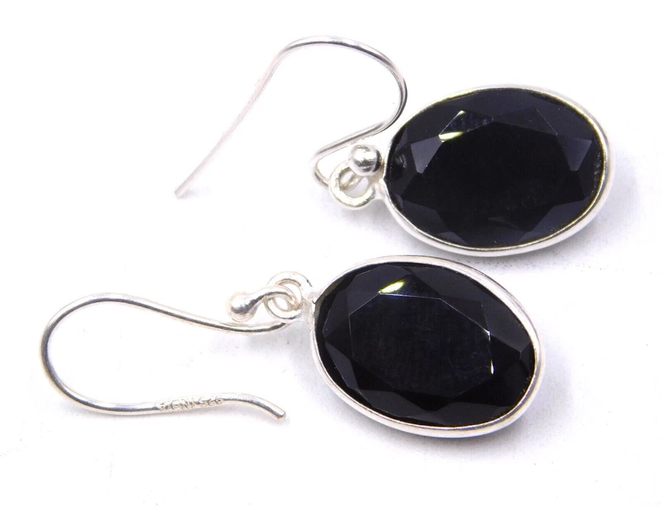 Atractivo Arete De Piedra De Ónix Negro Hecho A Mano De Plata De Ley 925 S-43 - Imagen 2 de 4