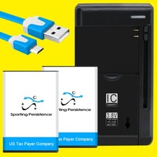 High-Performance 2x 1550mAh Battery Charger Cable for Cricket Debut Flip U102AC