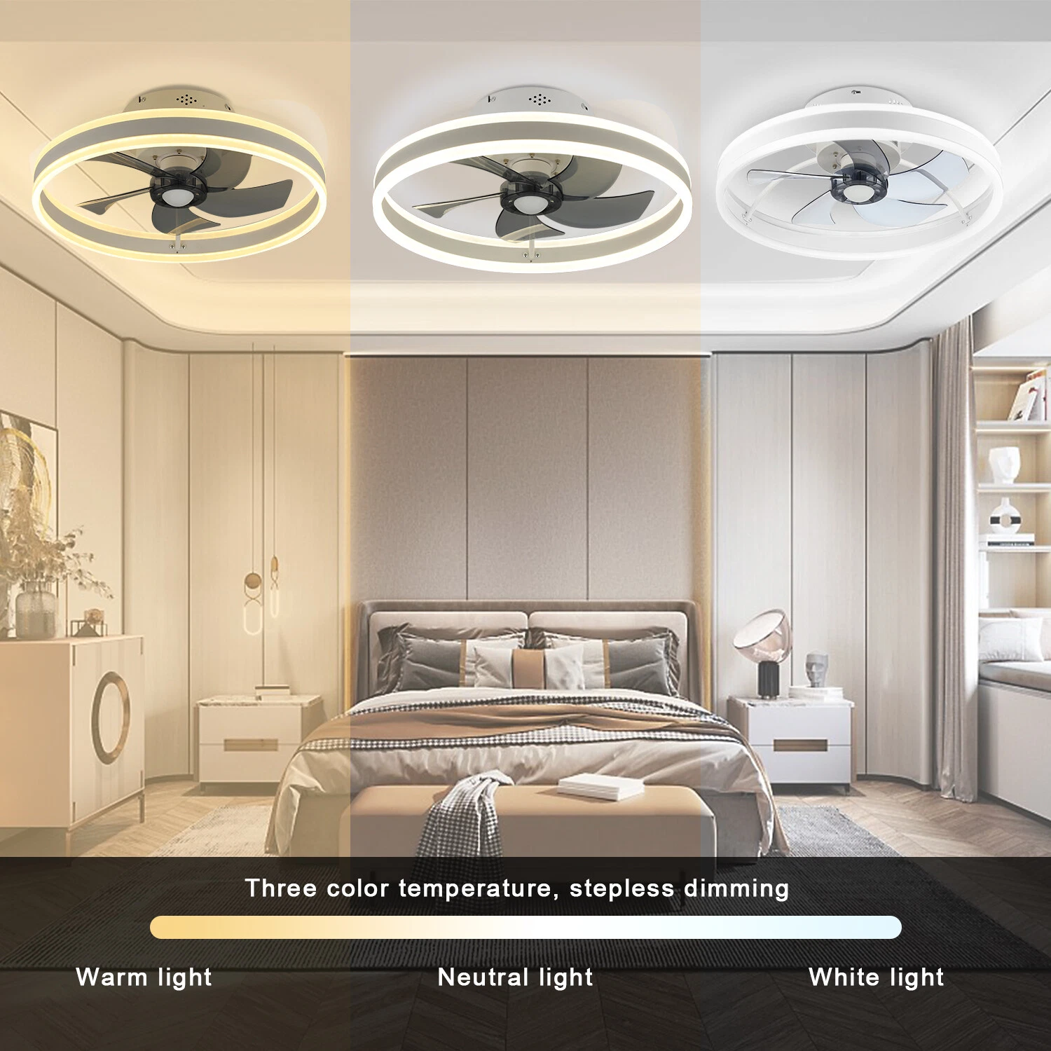 LED Ceiling Fan Light Dimmable Living Room Chandelier Lamp With Remote Control - Picture 2 of 14