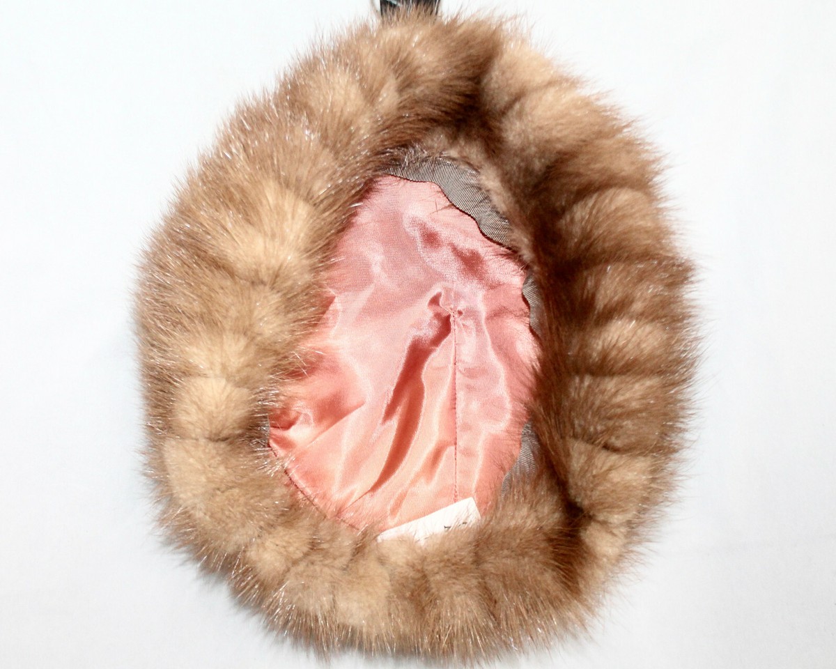 Bethmar Elegante Vintage Mink Hat Vintage Fur Hat, Mink Fur Cap (B613), Medium to Dark Brown  main image 2