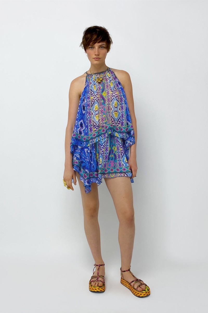 Mini-jupe Zara - Motif Aztèque Géométrique Marine - Taille S - Occasion Très Bon Etat