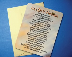 As I Sit In Heaven Memorial Poem Greeting Card Blank Inside Sku 713 Ebay