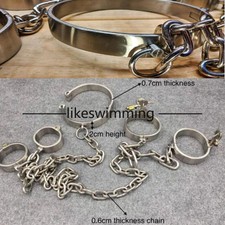 Heavy Duty Handcuff Ankle Neck Collar Cuffs Choker Stainless Steel Shackle