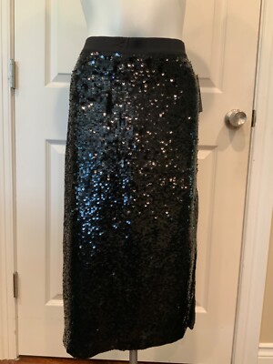 Pinko Black Fenice Gonna Full Paillettes Sequin Skirt, Size 6, NWT!