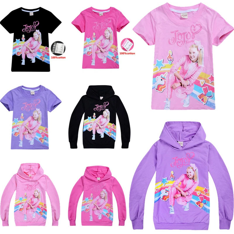 Kids Girls JoJo Siwa 100 Cotton T Shirts Casual Hoodies Tops